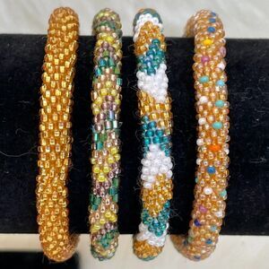 HAND CRAFTED in Nepal Beaded Bracelets (set of 4) #212